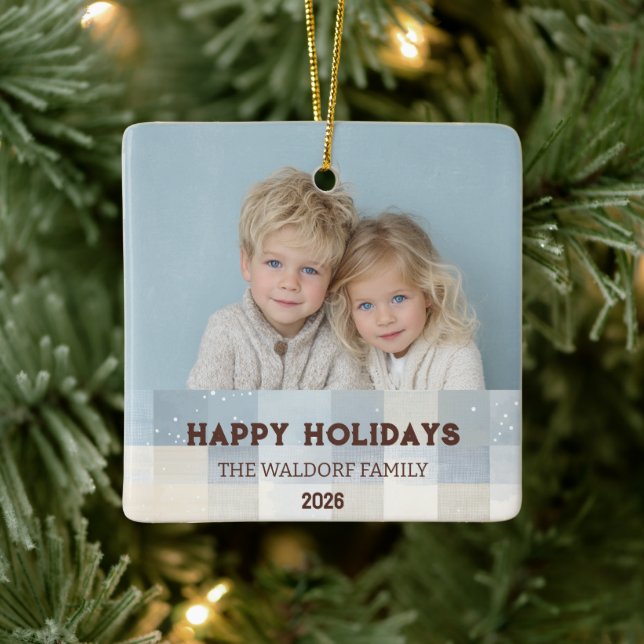 Adorno De Cerámica Family Photo Elegant Christmas Ornament (Árbol)