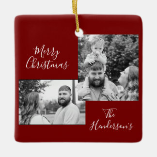 Adorno De Cerámica Family Photo Holiday Ornament