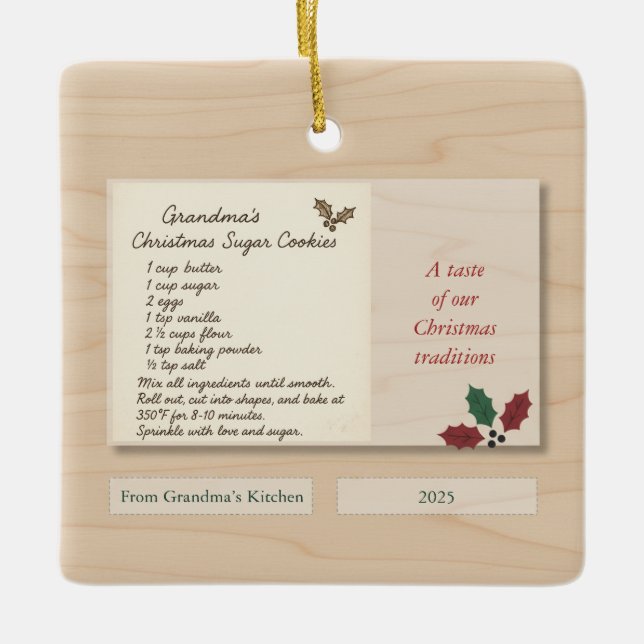 Adorno De Cerámica Family Recipe Keepsake Ornament 2025 (Anverso)
