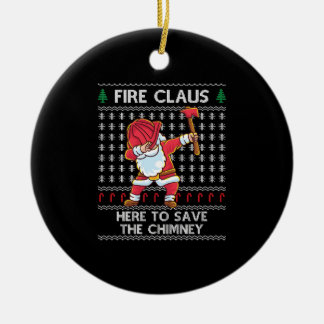 Adorno De Cerámica Famoso bombero de Santa Claus Navidades feos