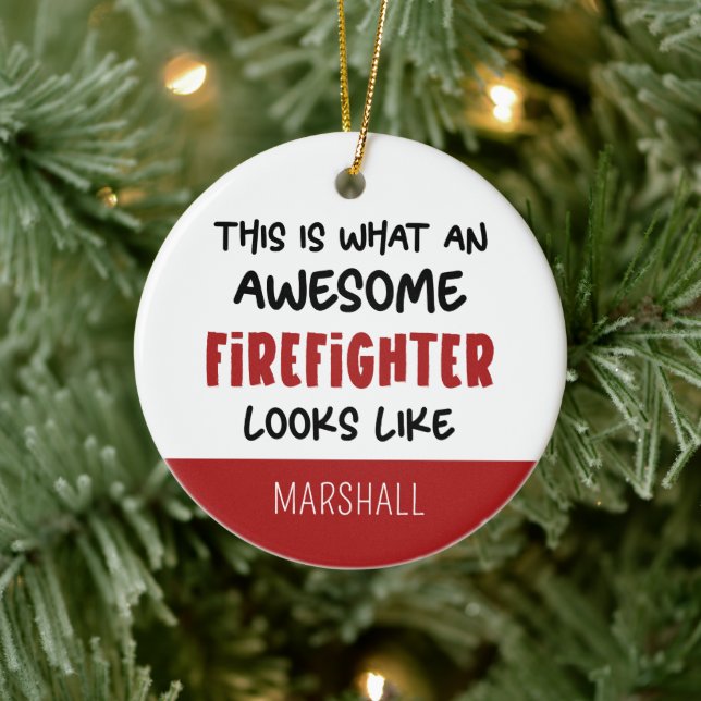 Adorno De Cerámica Famoso bombero ingenioso personalizado (Árbol)