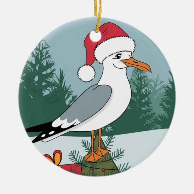 Adorno De Cerámica Famoso Navidad Gaviota Chip - Gaviota Navidad (Frente)