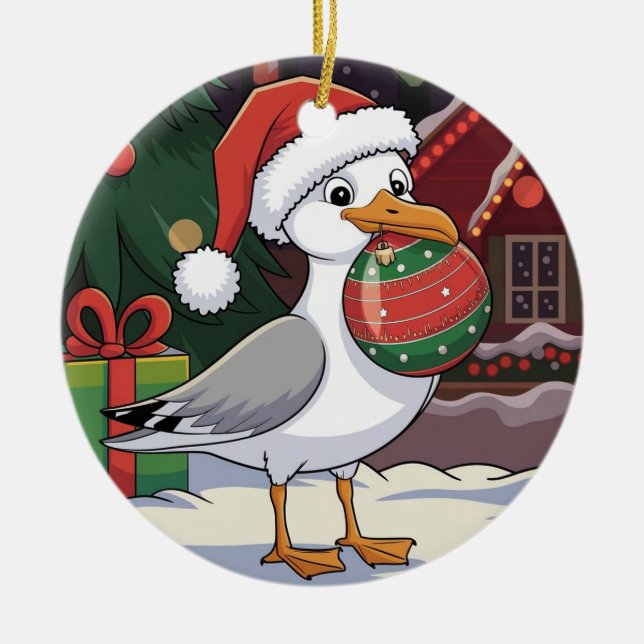 Adorno De Cerámica Famoso Navidad Gaviota Chip - Gaviota Navidad (Frente)