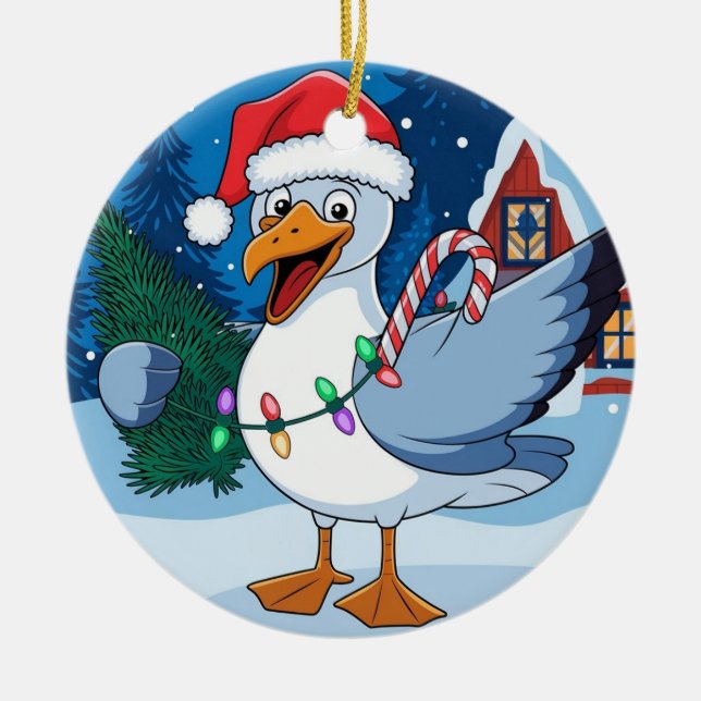Adorno De Cerámica Famoso Navidad Gaviota Chip - Gaviota Navidad (Frente)