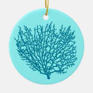 Adorno De Cerámica Fan Coral Turquoise en fondo acuático