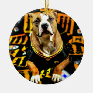 Adorno De Cerámica Fanático de Pitbull Rescue Dog