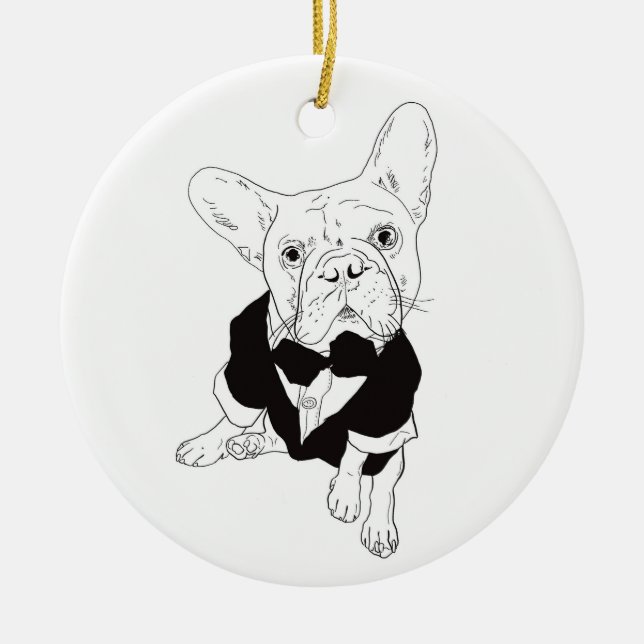 Adorno De Cerámica Fancy Frenchie Ornament (Frente)