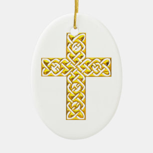 Adorno De Cerámica Fancy Golden Cross