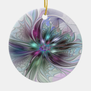 Adorno De Cerámica Fantasía abstracta moderna fractal floral colorida