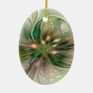 Adorno De Cerámica Fantasía abstracta moderna y colorida Flor fractal