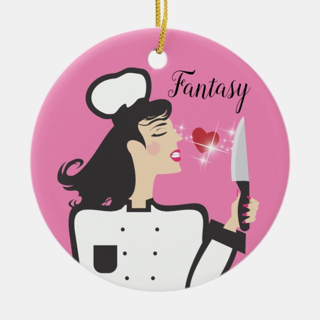 Adorno De Cerámica Fantasía chef vs Navidades culinarios de la realid (Frente)