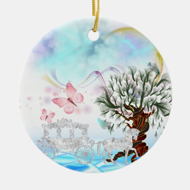 Adorno De Cerámica Fantasía Círculo de Caballo de Cristal (Frente)