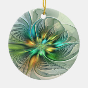 Adorno De Cerámica Fantasía colorida Resumen Flor Arte Fractal