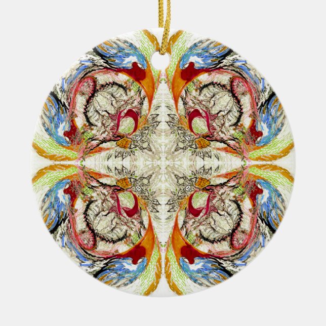 Adorno De Cerámica Fantasía de árboles y aves (Frente)