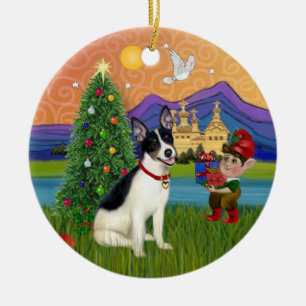 Adorno De Cerámica Fantasía de Navidad - Rat Terrier