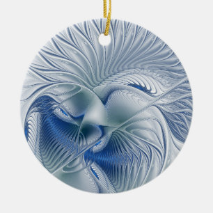 Adorno De Cerámica Fantasía dinámica abstracta tonos azules arte frac
