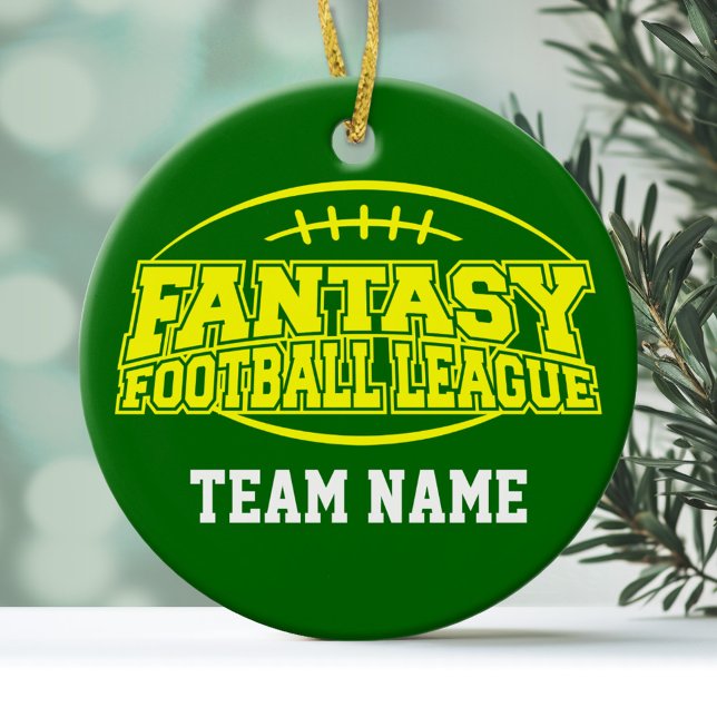 Adorno De Cerámica Fantasía en el fútbol - Divertido regalo deportivo (Personalized Christmas Ornament - Fantasy Football League)