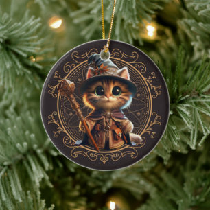 Adorno De Cerámica Fantasía felina