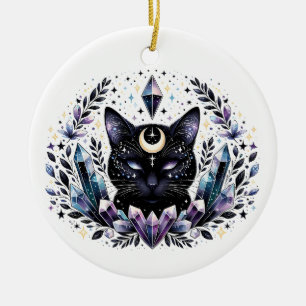 Adorno De Cerámica Fantasía Gato sotétrico de cristal negro