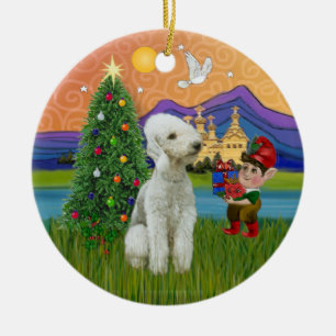 Adorno De Cerámica Fantasía navideña - Bedlington Terrier