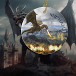 Adorno De Cerámica Fantasía respiratoria de Dragon Wyvern<br><div class="desc">Este diseño fue creado a través del arte digital, se puede personalizar eligiendo la opción personalizar. Póngase en contacto conmigo en colorflowcreations@gmail.com o utilice la opción de chat en la parte superior de la página si desea tener este diseño en otro producto. Compra mi pintura de acrílico abstracta original a...</div>