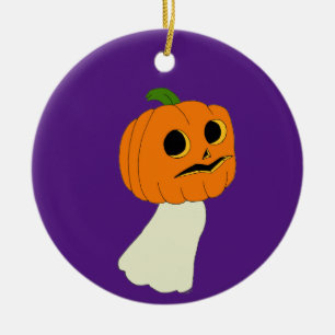 Adorno De Cerámica Fantasma de cabeza de calabaza