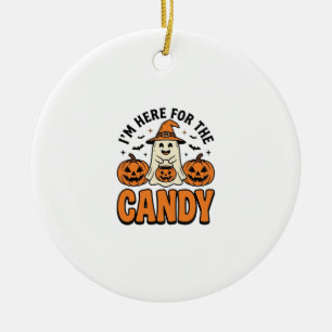 Adorno De Cerámica Fantasma de Halloween Aquí por los Dulces Lindo Vi