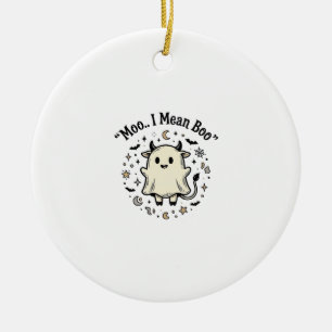 Adorno De Cerámica Fantasma de vaca linda diseño vintage de Halloween