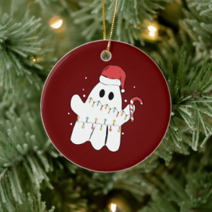 Adorno De Cerámica fantasma divertido de navidad, fantasma con lámpar