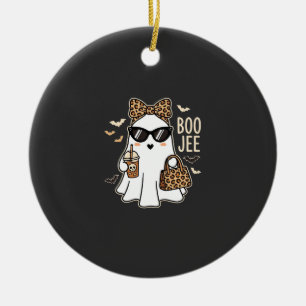 Adorno De Cerámica Fantasma Lindo Diseño de Leopardo de Halloween Boo