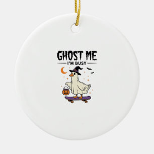 Adorno De Cerámica Fantasma Me Estoy Ocupado Halloween Ganso Skateboa