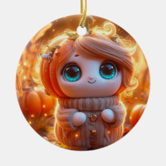 Adorno De Cerámica Fantástico niño de calabaza
