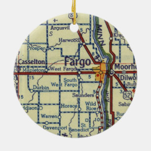 Adorno De Cerámica Fargo ND Old Map