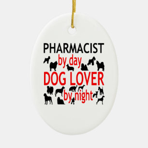 Adorno De Cerámica Farmacéutica de Perro en Rojo