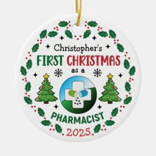 Adorno De Cerámica Farmacéutico Primera Navidad Personalizada