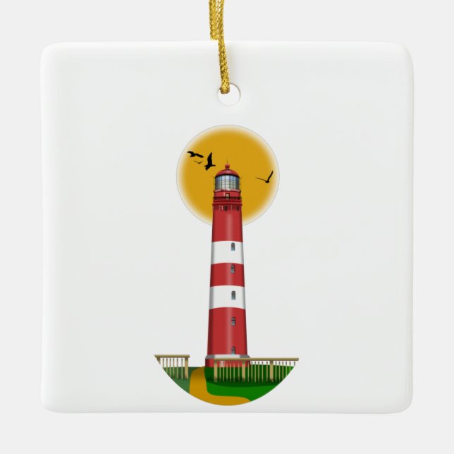 Adorno De Cerámica Faro de Amrum Alemania (Anverso)