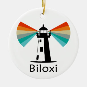 Adorno De Cerámica Faro de Biloxi Mississippi Arcoíris