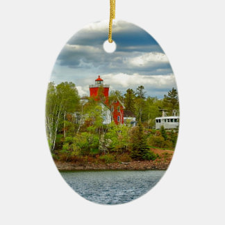 Adorno De Cerámica Faro de dos puertos (verano)
