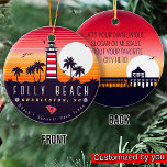Adorno De Cerámica Faro de Folly Beach SC Retro Sunset Souvenirs<br><div class="desc">El diseño de playa de Folly Beach retro para las vacaciones. Barrio de Folly Beach Carolina del Sur: recuerdo de la época de Vintage para viajar a la isla de Carolina del Sur. Pintura de playa de Folly Beach para turistas y mochileros de Carolina del Sur. Un recuerdo retro de...</div>