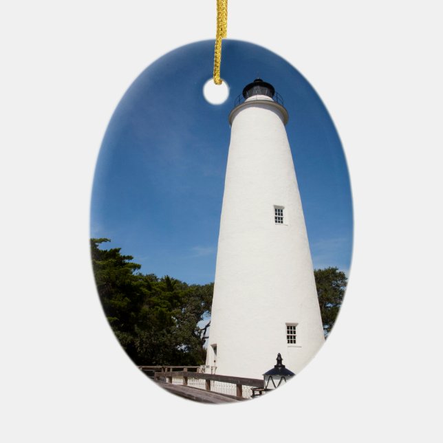 Adorno De Cerámica Faro de la isla Ocracoke (Frente)