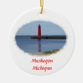 Adorno De Cerámica Faro de Muskegon Michigan
