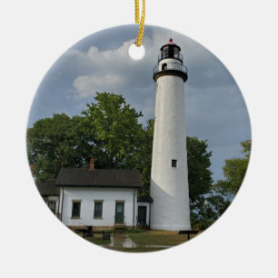 Adorno De Cerámica Faro de Pointe Aux Barques