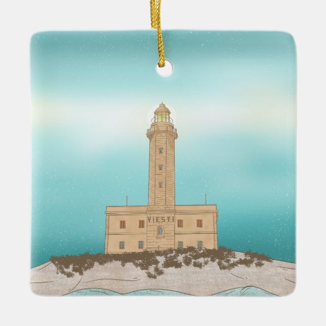 Adorno De Cerámica Faro de Vieste Italia (Anverso)