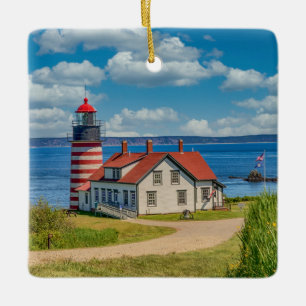 Adorno De Cerámica Faro de West Quoddy Head, Lubec, Maine