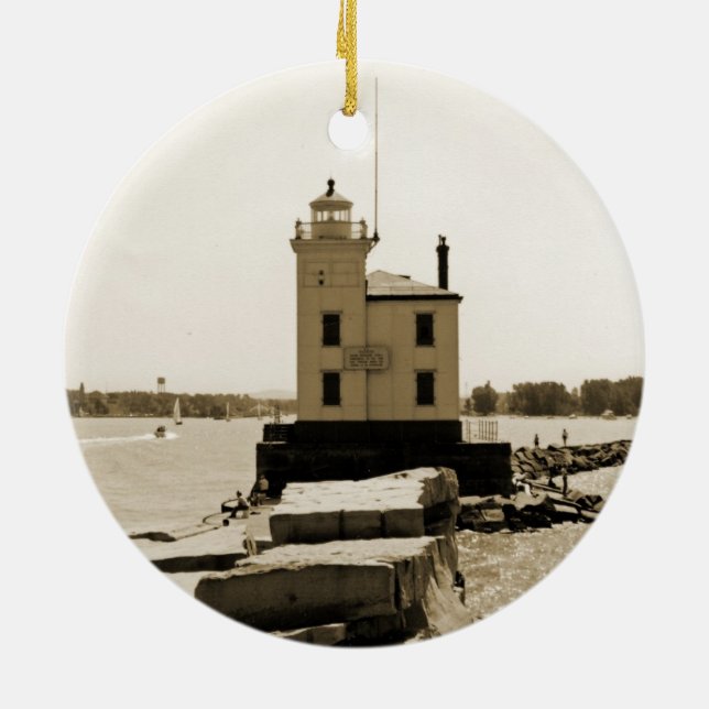 Adorno De Cerámica Faro del Lago Erie (Atrás)