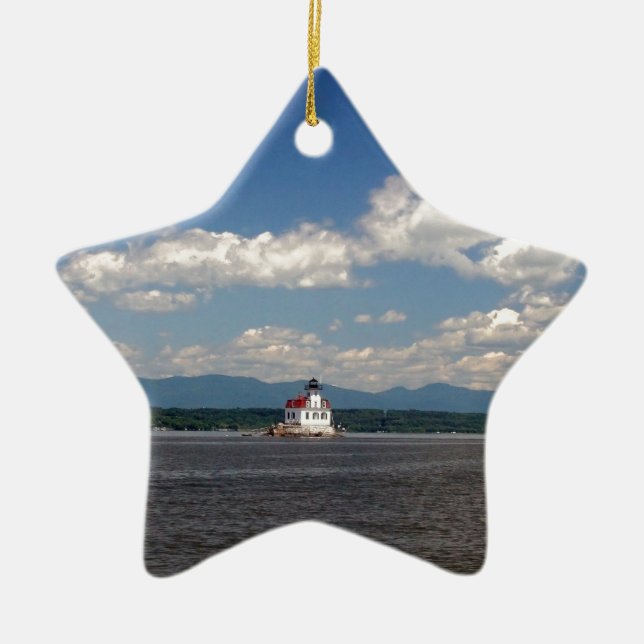 Adorno De Cerámica Faro del río Hudson (Frente)