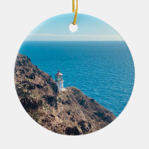 Adorno De Cerámica faro en acantilado océano azul Hawaii