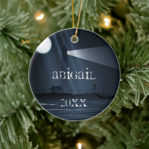 Adorno De Cerámica Faro fantasmal personalizado de noche