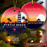 Adorno De Cerámica Faro Myrtle Beach SC Retro Sunset Souvenirs<br><div class="desc">Diseño de playa retro de Myrtle Beach para vacaciones. Myrtle Beach South Carolina Island Vintage souvenir para viajar a la isla de Carolina del Sur. Obra de arte en la playa de Myrtle Beach para turistas y mochileros de Carolina del Sur. Recuerdo retro de Myrtle Beach. Diseño para mochileros y...</div>