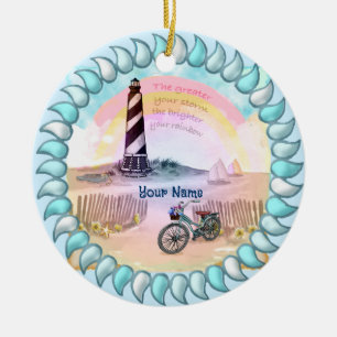 Adorno De Cerámica Faro tormentoso bicicleta 